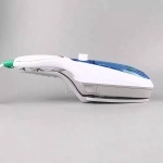 Handheld electric steam iron for home and travel use.