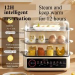 طهي بخار الأغذية الكهربائية في جويديم، طابقين من الخضروات المصنوعة من الصلب غير القابل للصدأ وبخار الأغذية، سعة كبيرة 15L/15.9 QT، JD-DZG15B